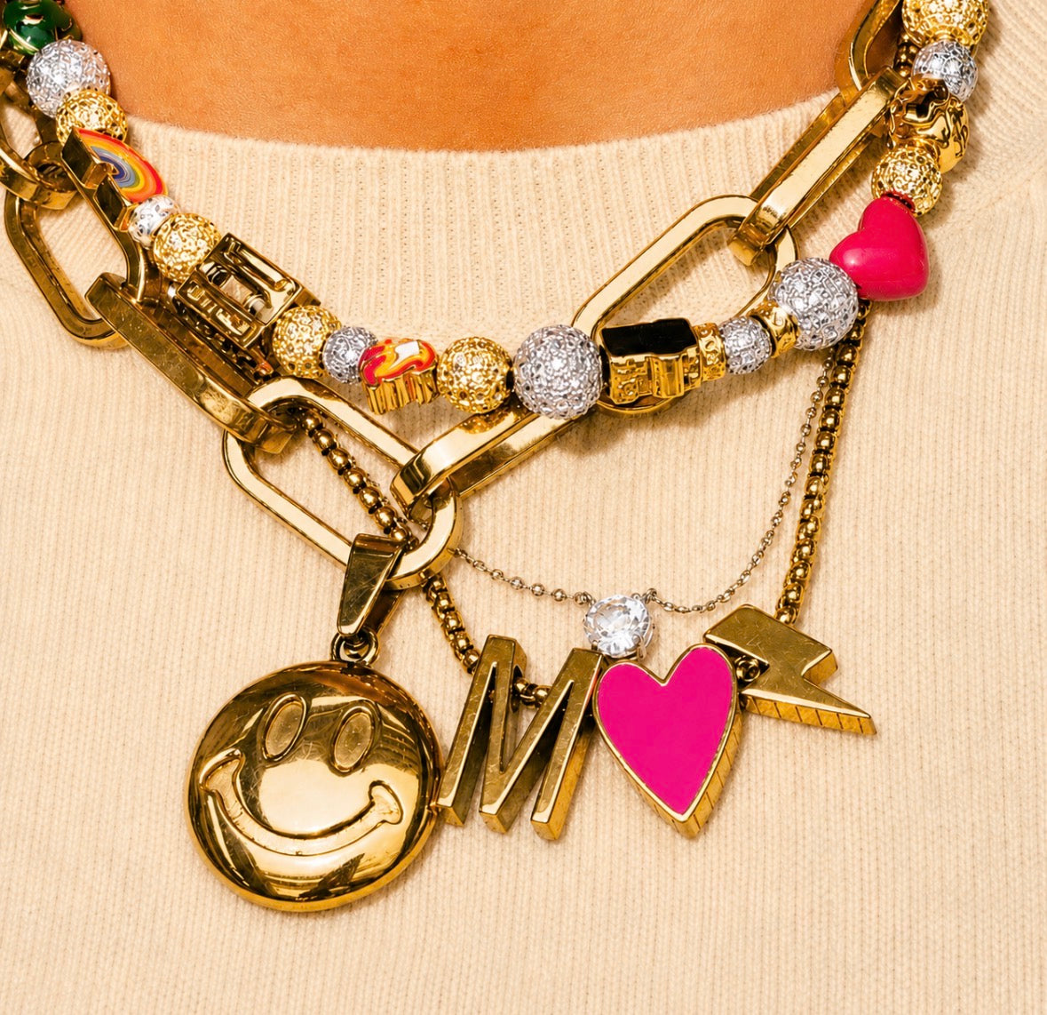 Identity Bubble pink Heart charm necklace